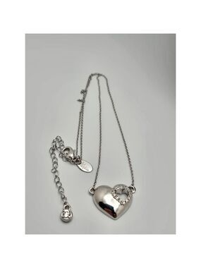 Lia Sophia Silver Heart Necklace with Clear Rhinestones Casual Gift